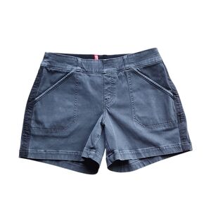 Spanx Women Medium Pull On Stretch Twill Sculping Fit Washed Black Midrise Short